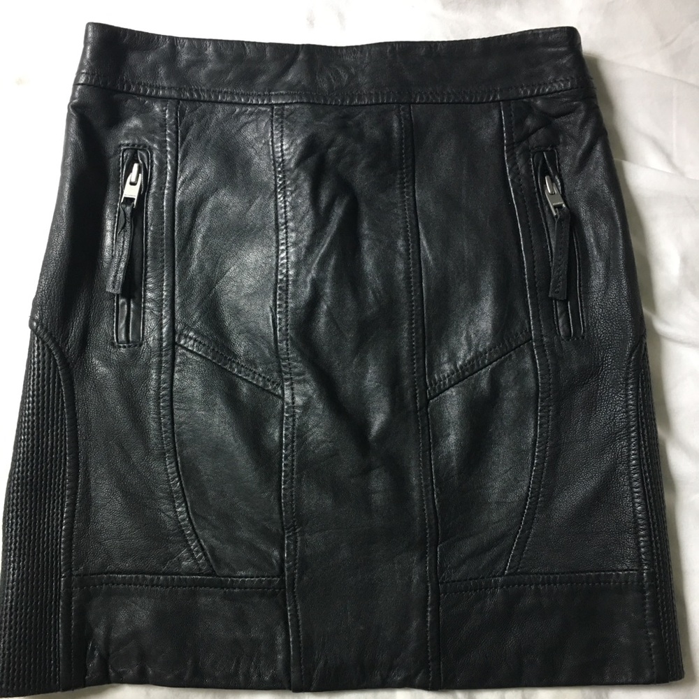 All Saints black leather skirt